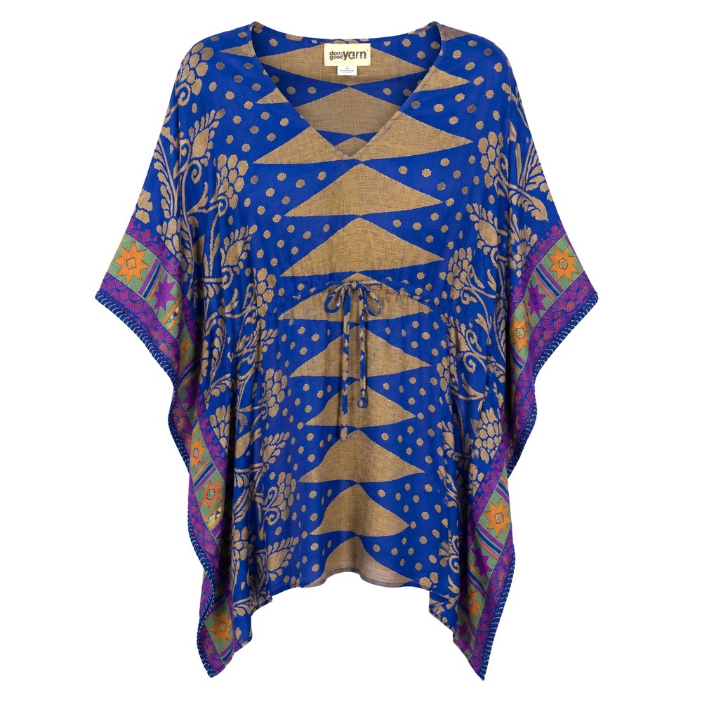 Darn Good Yarn Boho Silk Kaftan Top Womens One Size Festival Hippie Chic Coverup